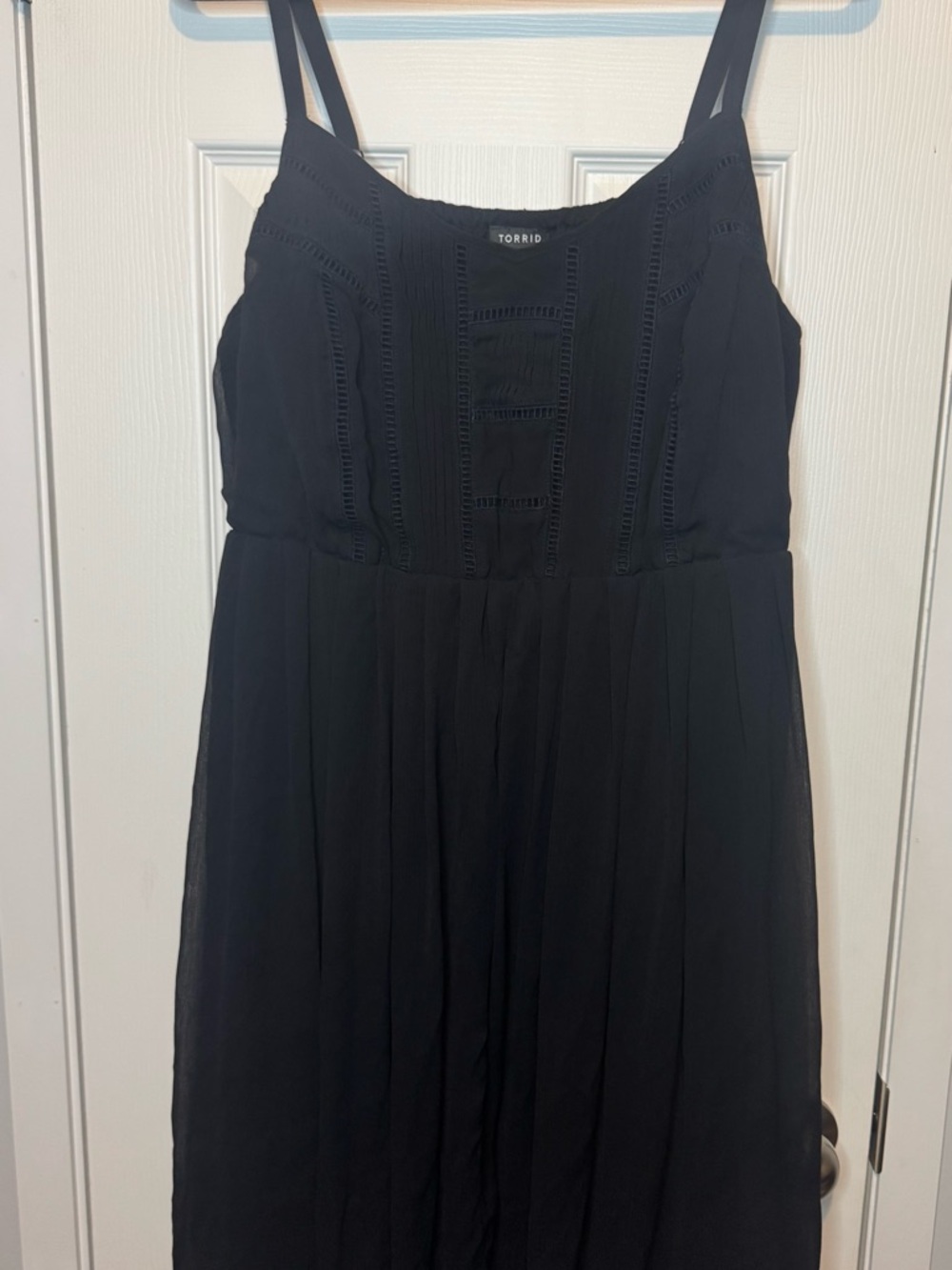 torrid Black Spaghetti-Strap Midi Dress with Ladder Lace Insets